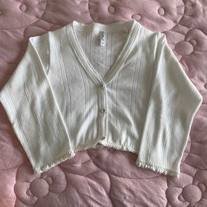 Pretties Venice Pointelle Cropped Cardigan